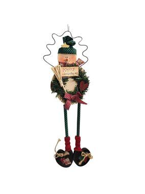Christmas Collection LTD Snowman Christmas Hanging Ornament With Green Plaid Hat